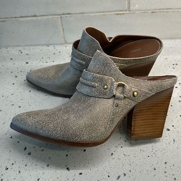 Donald J Pliner Vero 2 Leather Bronze Cracked Metallic Mules Boho Shoes Size 8.5 - Picture 1 of 13